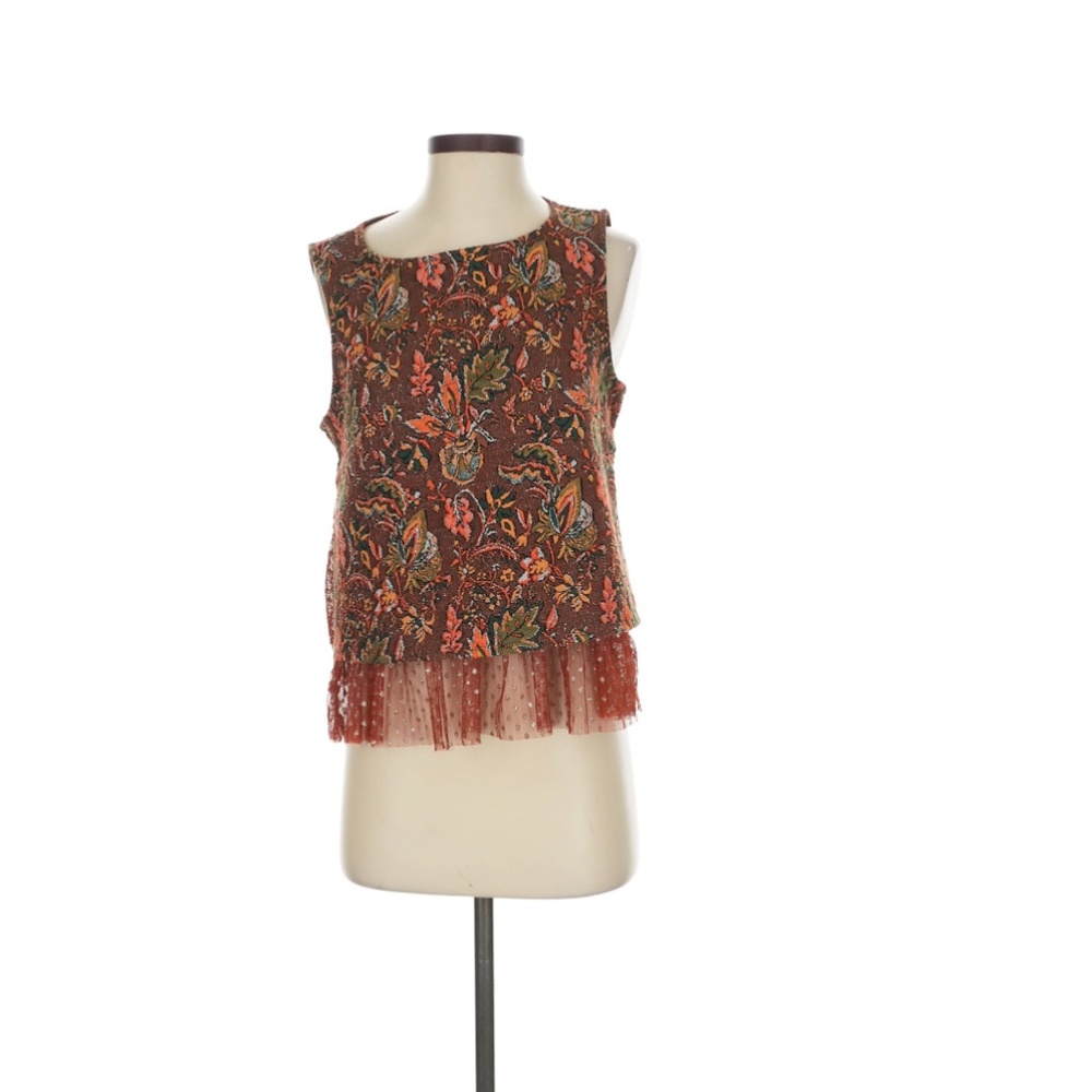Eva Franco Jacquard Sleevless Top Tulle/Sparkly Brown/Red